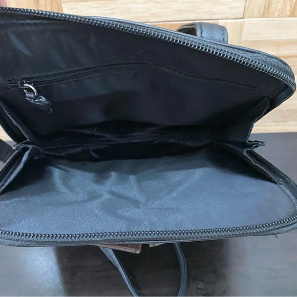 Vintage BRIGHTON Black Croc Leather Trims Two-Flap Front Pockets Shoulder Bag - Picture 14 of 16